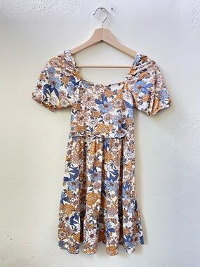 Btween Girls Floral Tiered Dress Size 10 Flutter Sleeve Casual Summer